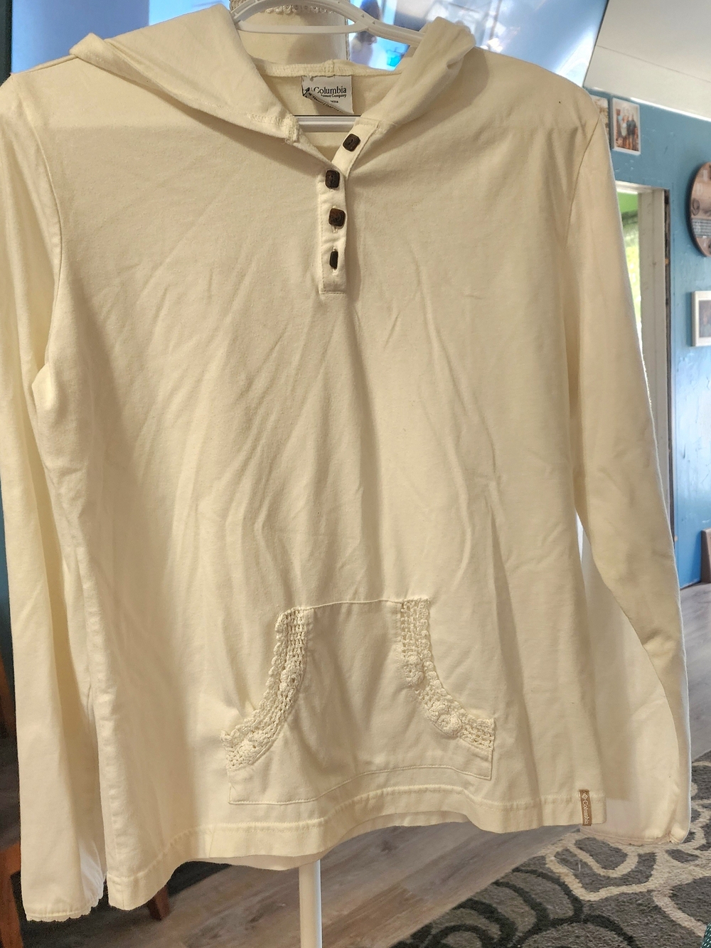 Columbia Women's Cream Hooded Long-Sleeve Top Sz Lrg